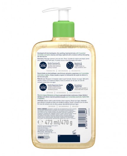 CERAVE LIMPIADOR EN ACEITE ESPUMOSO HIDRATANTE 473ML