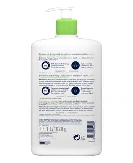 Cerave limpiadora hidratante  1L