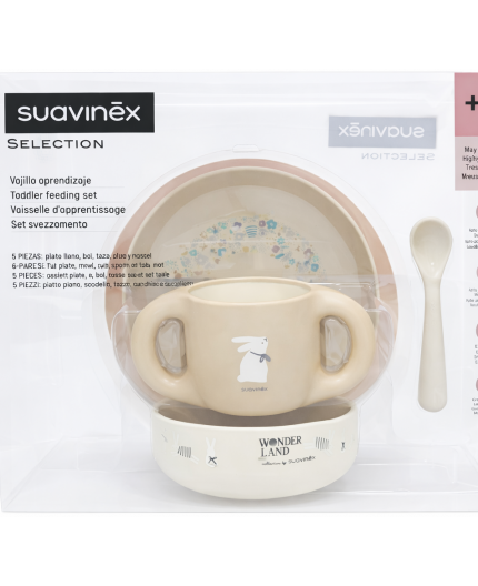 SUAVINEX VAJILLA ROSA APRENDIZAJE 5 PIEZAS +6m