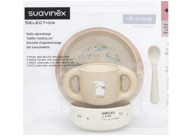 SUAVINEX VAJILLA ROSA APRENDIZAJE 5 PIEZAS +6m