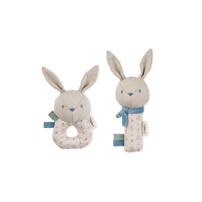 SARO SET SONAJERO COTTON BUNNIES AZUL