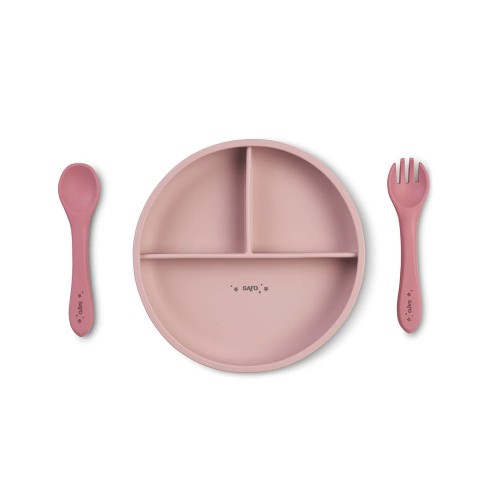 SARO VAJILLA SILICONA FOOD & FUN ROSA