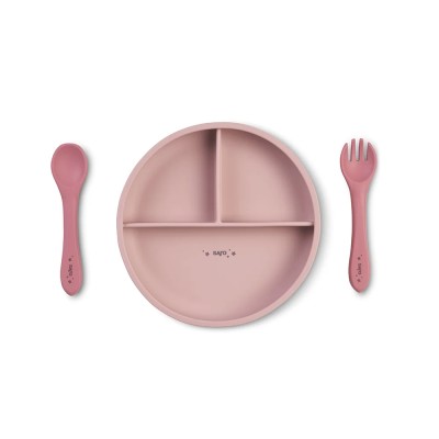 SARO VAJILLA SILICONA FOOD & FUN ROSA