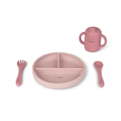 SARO VAJILLA SILICONA FOOD & FUN ROSA